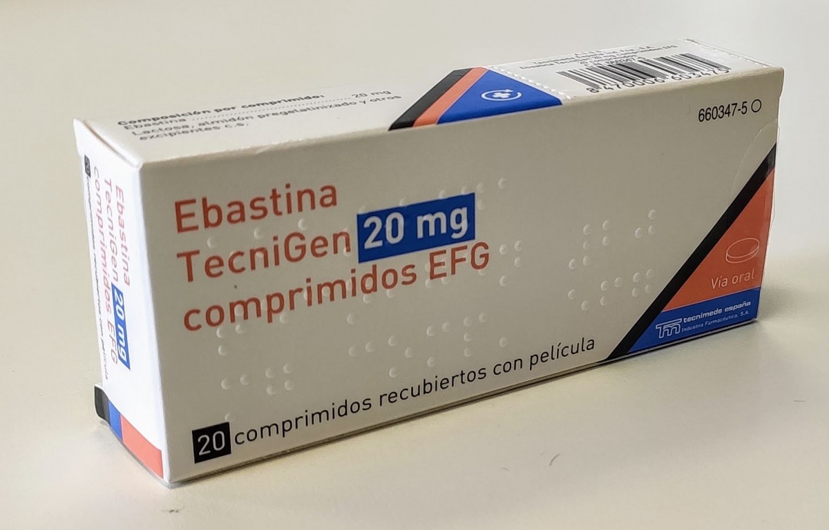 EBASTINA TECNIGEN 20 mg COMPRIMIDOS EFG, 20 comprimidos fotografía del envase.