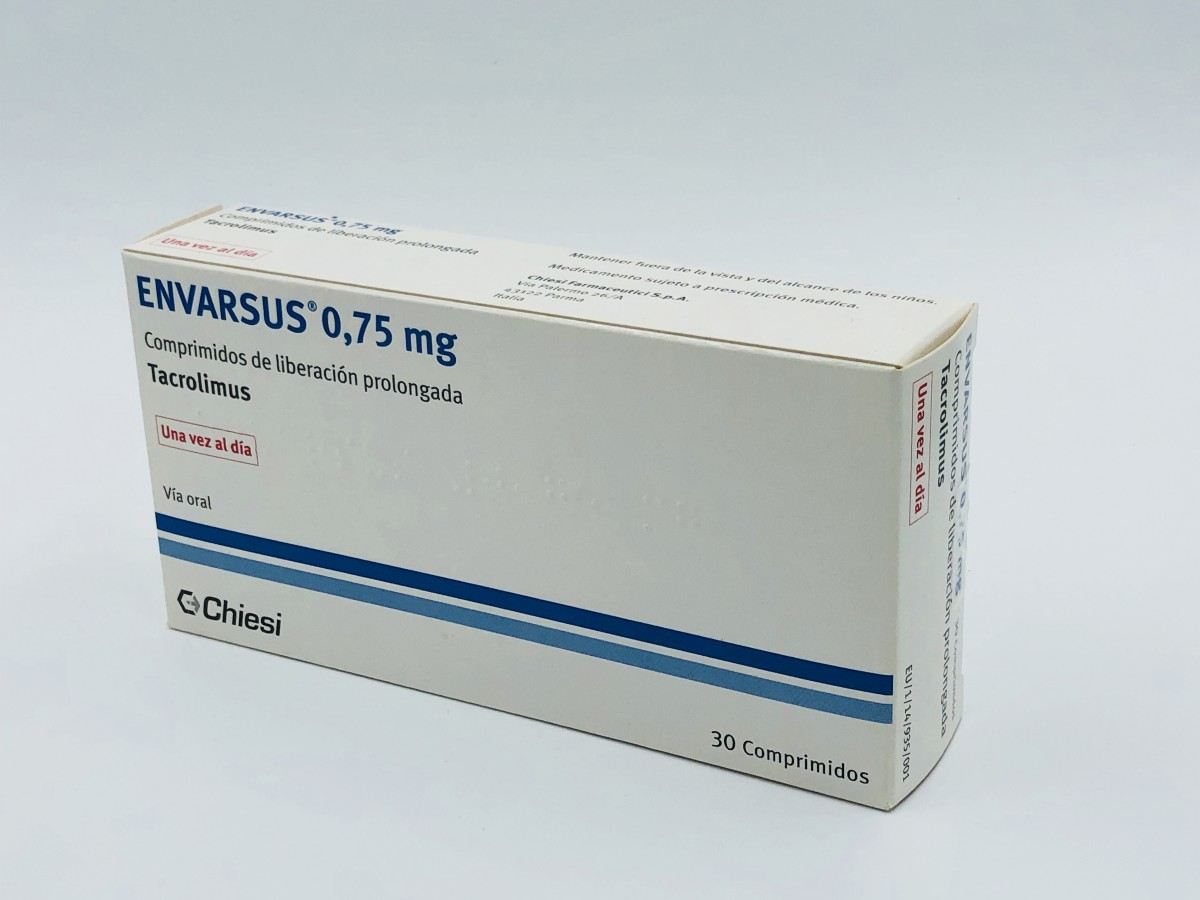 Envarsus 0,75mg comprimidos de liberacion prolongada 30 comprimidos fotografía del envase.
