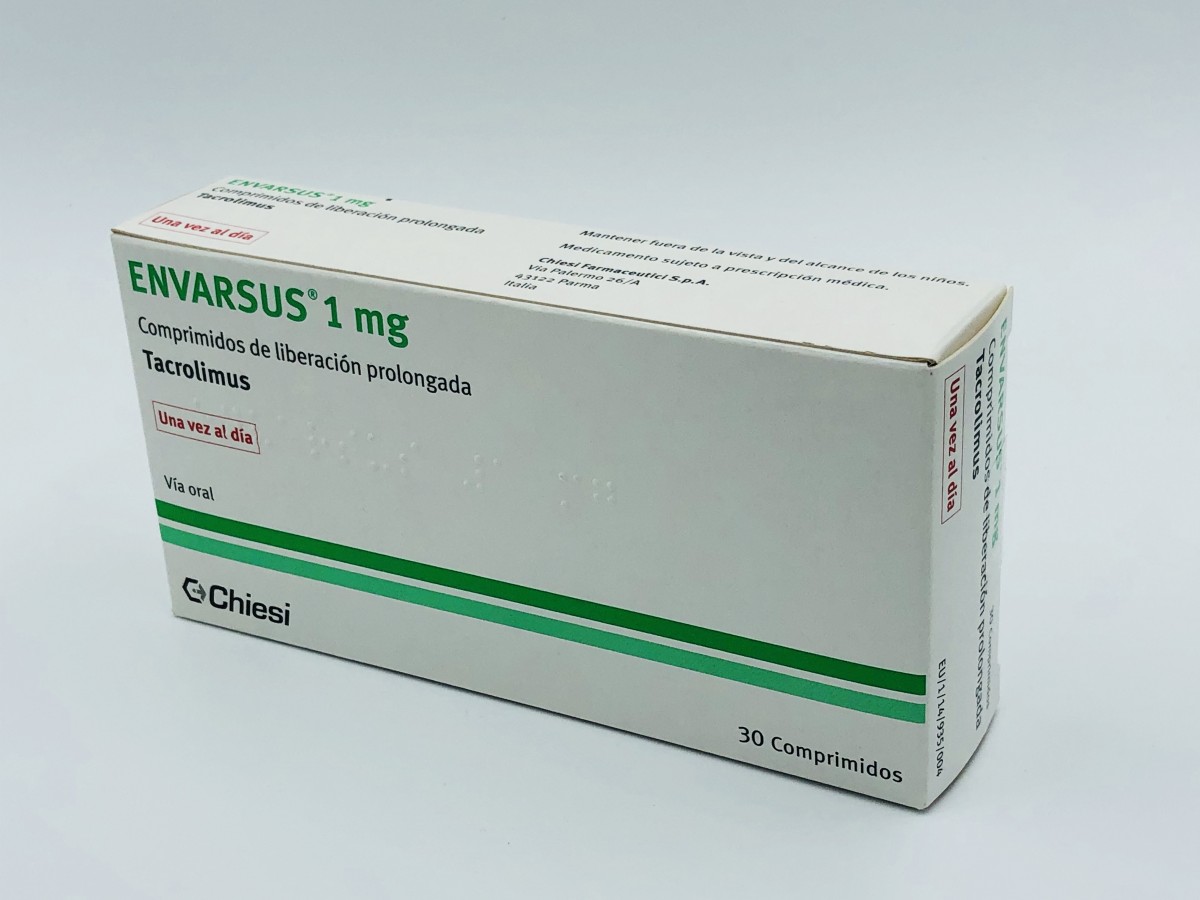 Envarsus 1mg comprimidos de liberacion prolongada 30 comprimidos fotografía del envase.