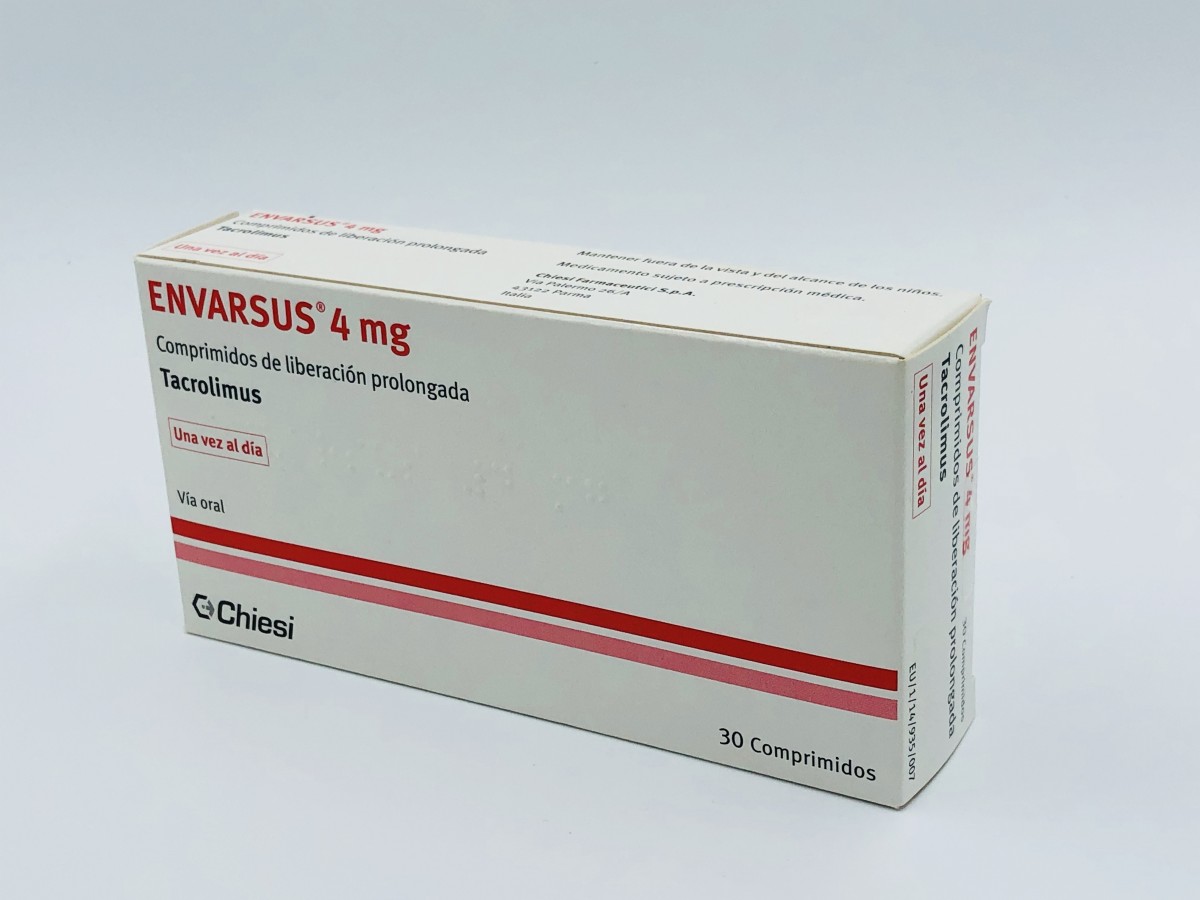 Envarsus 4mg comprimidos de liberacion prolongada 30 comprimidos fotografía del envase.