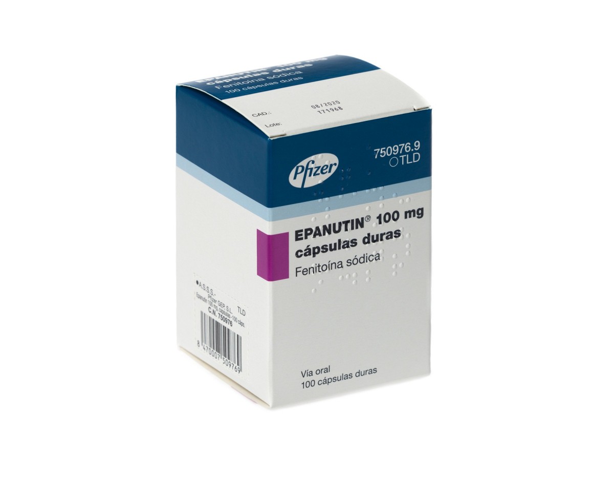 EPANUTIN 100 mg CAPSULAS DURAS , 100 cápsulas fotografía del envase.