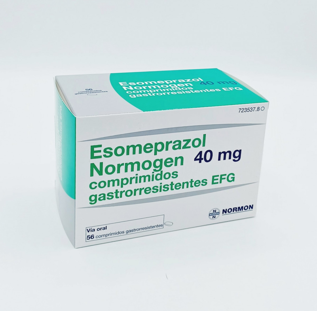 ESOMEPRAZOL NORMOGEN 40 MG COMPRIMIDOS GASTRORRESISTENTES EFG 28 comprimidos (Blister OPA/Al/PE-Al/PE) fotografía del envase.