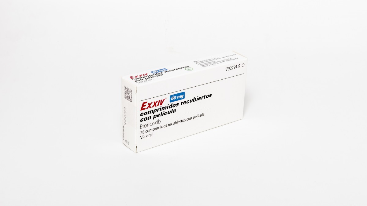 EXXIV 60 mg  COMPRIMIDOS RECUBIERTOS CON PELICULA, 28 comprimidos fotografía del envase.