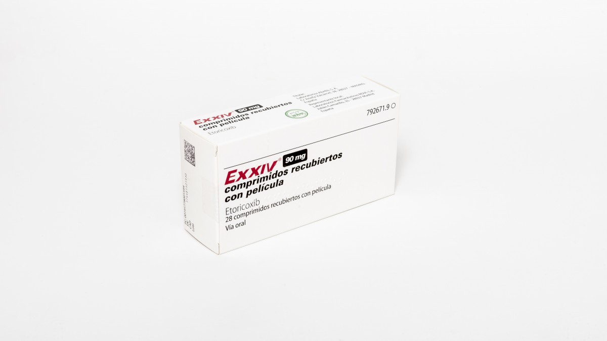 EXXIV 90 mg COMPRIMIDOS RECUBIERTOS CON PELICULA, 2 comprimidos fotografía del envase.