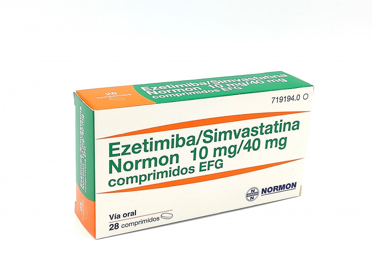 EZETIMIBA/SIMVASTATINA NORMON 10 MG/40 MG COMPRIMIDOS EFG 28 comprimidos (Blister PVC/Aclar-Al) fotografía del envase.