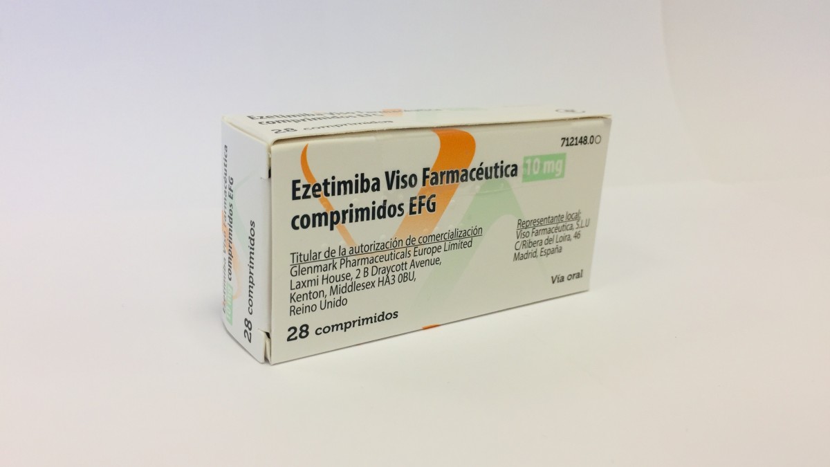 EZETIMIBA VISO FARMACEUTICA 10 MG COMPRIMIDOS EFG, 28 comprimidos fotografía del envase.