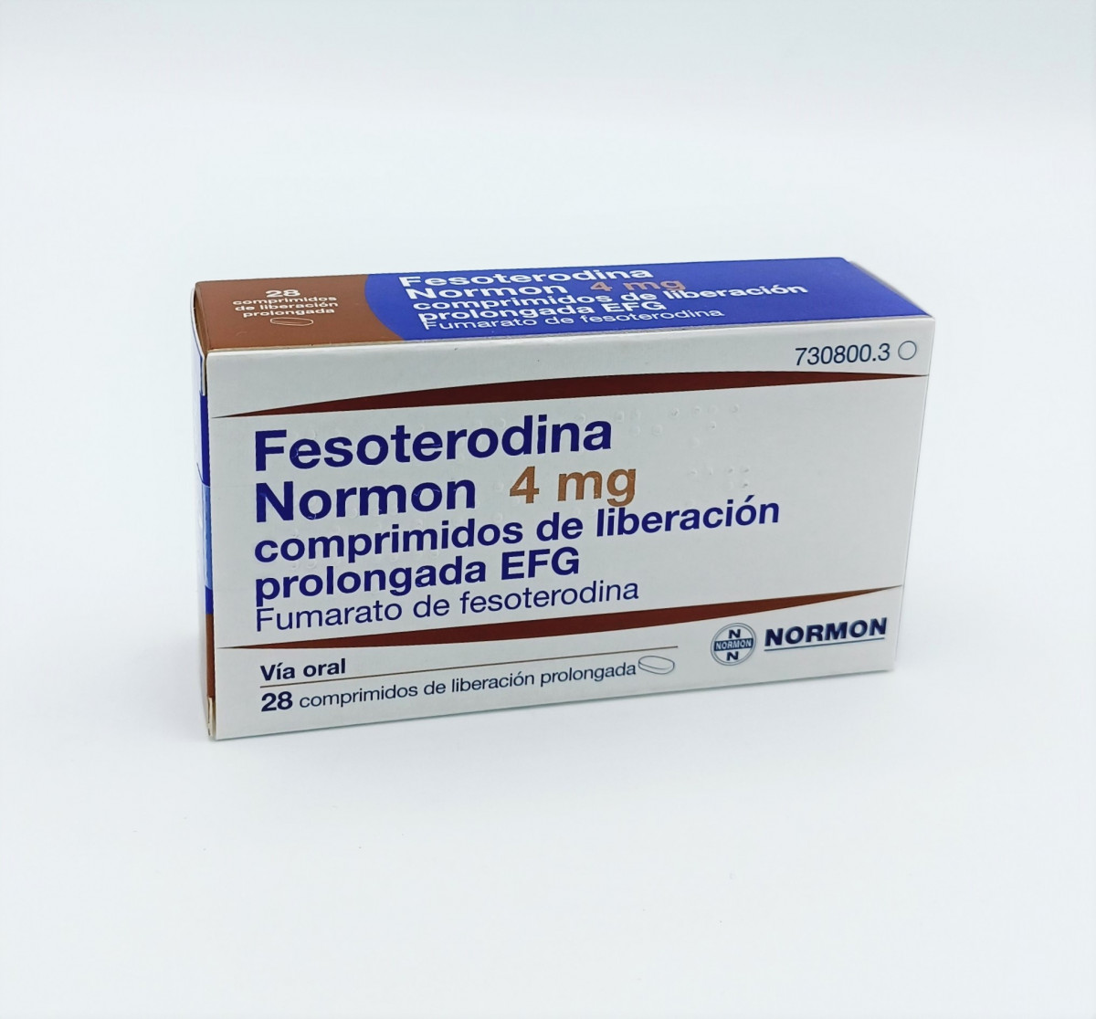FESOTERODINA NORMON 4 MG COMPRIMIDOS DE LIBERACION PROLONGADA EFG, 28 comprimidos fotografía del envase.
