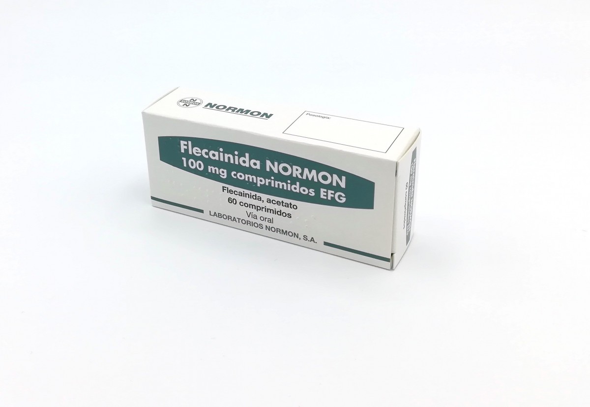 FLECAINIDA NORMON 100 MG COMPRIMIDOS EFG , 60 comprimidos (Blister Al/PVC/PVDC) fotografía del envase.