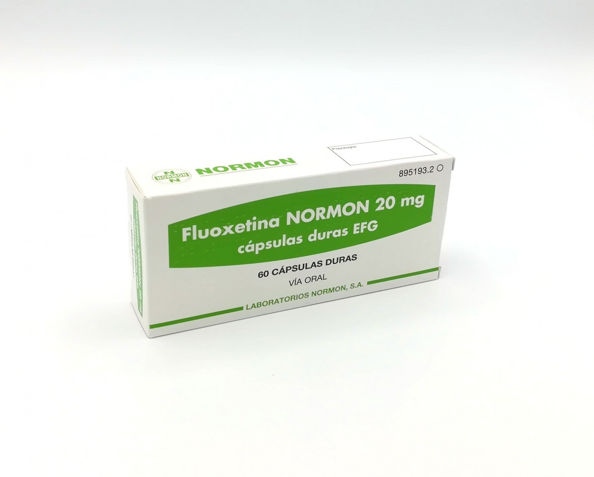FLUOXETINA NORMON 20 mg CAPSULAS DURAS EFG , 60 cápsulas fotografía del envase.