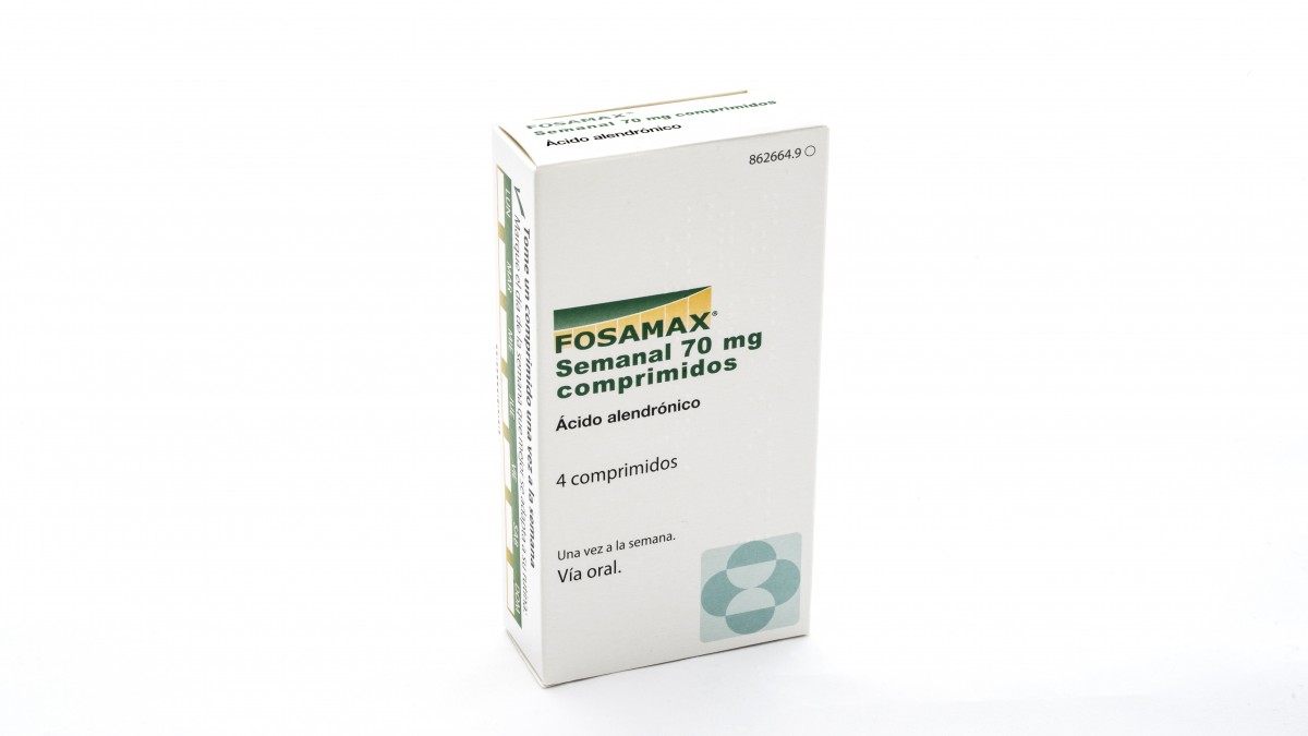 FOSAMAX SEMANAL 70 mg COMPRIMIDOS , 4 comprimidos fotografía del envase.