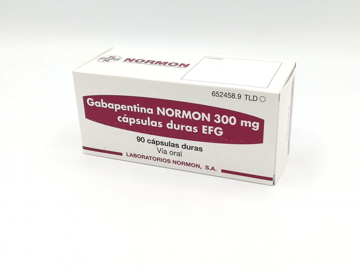 GABAPENTINA NORMON 300 mg CAPSULAS DURAS EFG , 90 cápsulas fotografía del envase.
