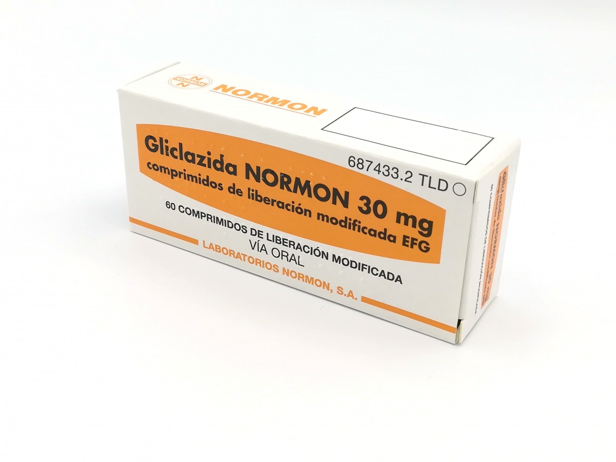 GLICLAZIDA NORMON 30 mg COMPRIMIDOS DE LIBERACION MODIFICADA EFG, 60 comprimidos fotografía del envase.