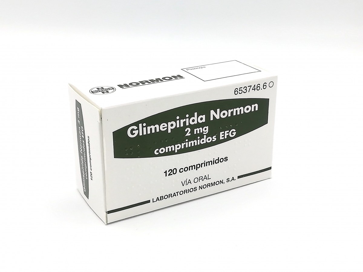 GLIMEPIRIDA NORMON 2 mg COMPRIMIDOS EFG, 30 comprimidos fotografía del envase.