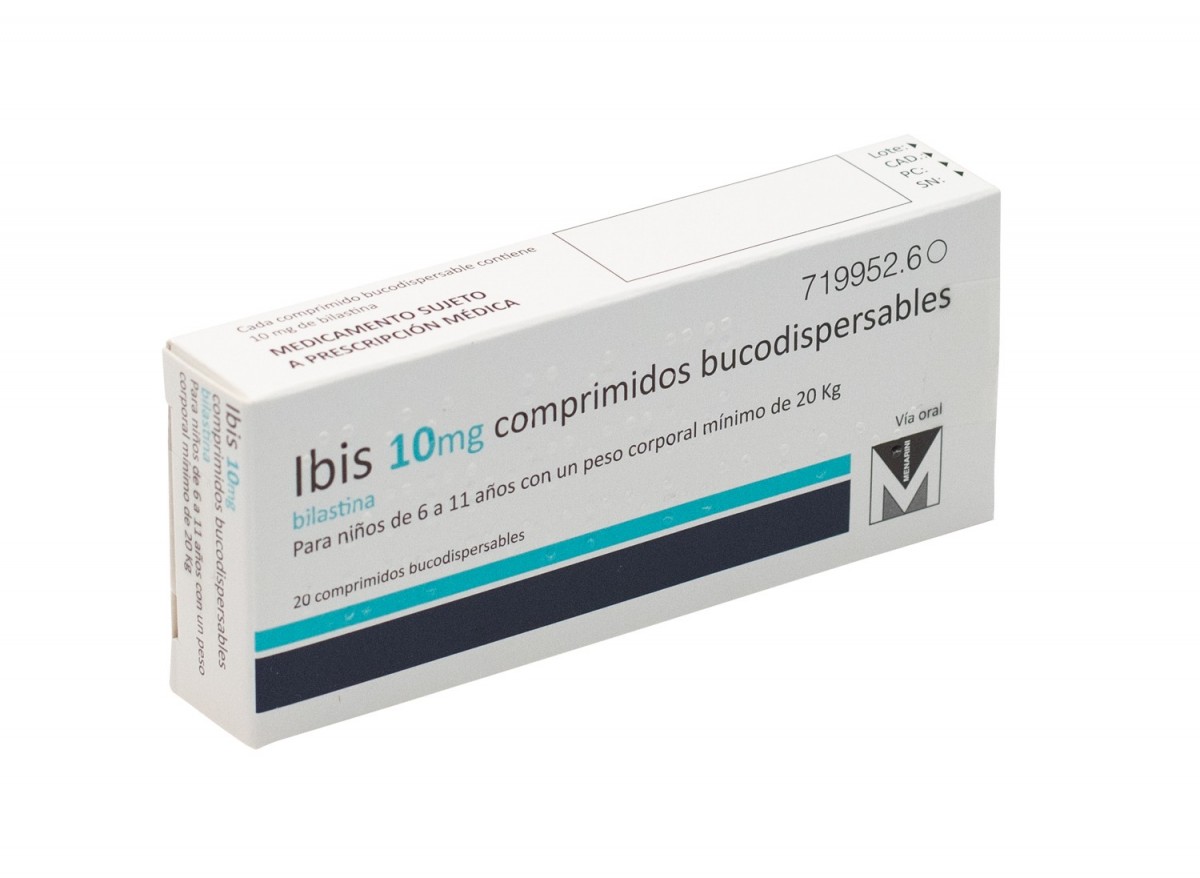 IBIS 10 MG COMPRIMIDOS BUCODISPERSABLES, 20 comprimidos fotografía del envase.