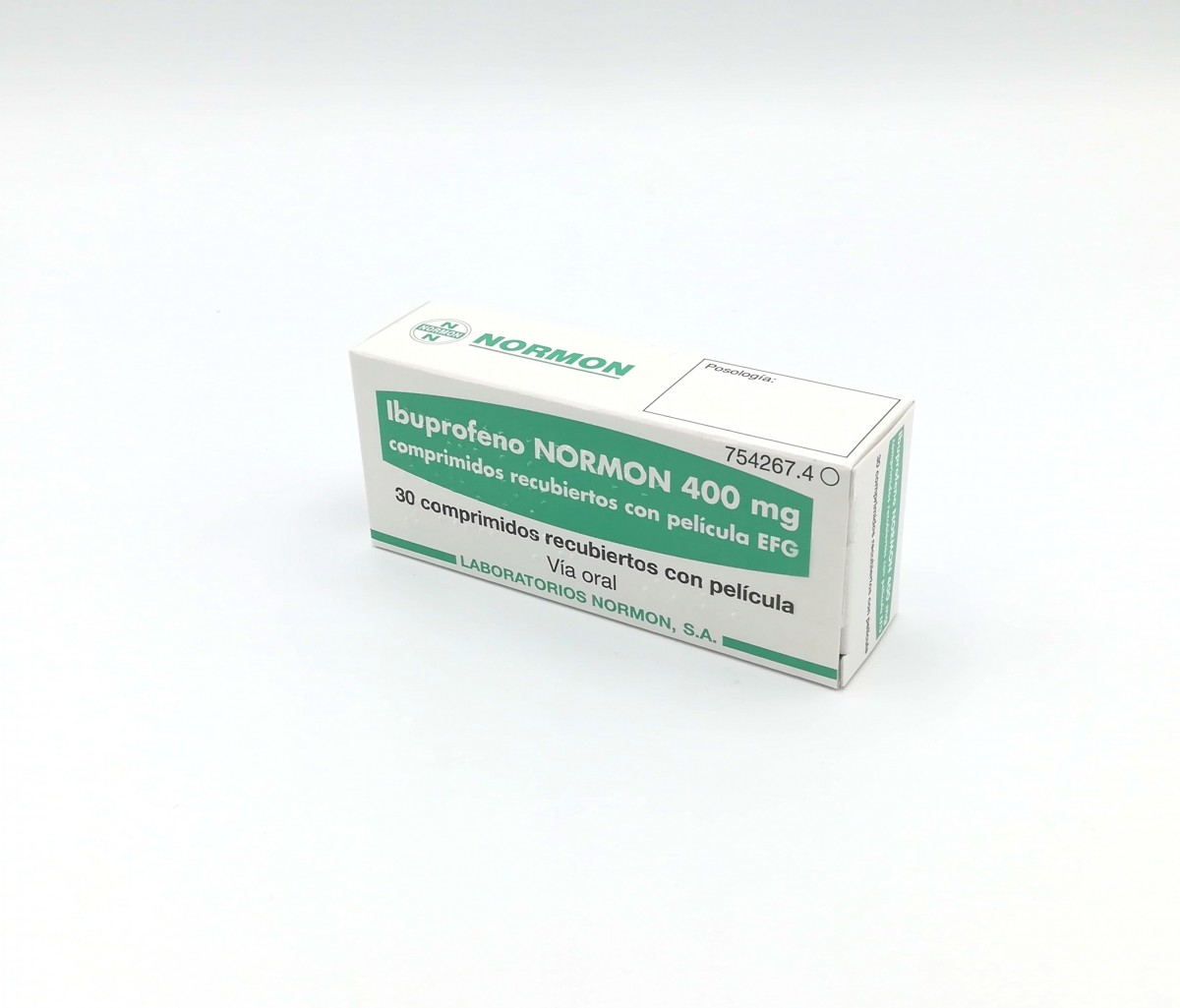 IBUPROFENO NORMON 400 mg COMPRIMIDOS RECUBIERTOS CON PELICULA EFG , 500 comprimidos fotografía del envase.