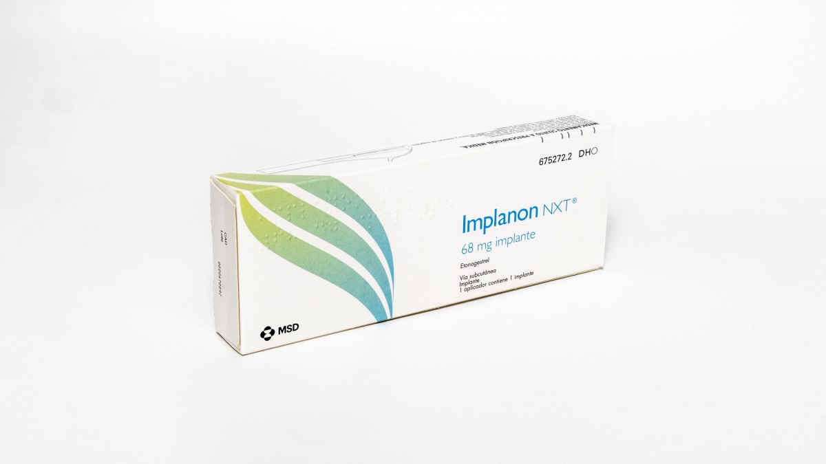 IMPLANON NXT 68 mg IMPLANTE , 1 implante con aplicador fotografía del envase.