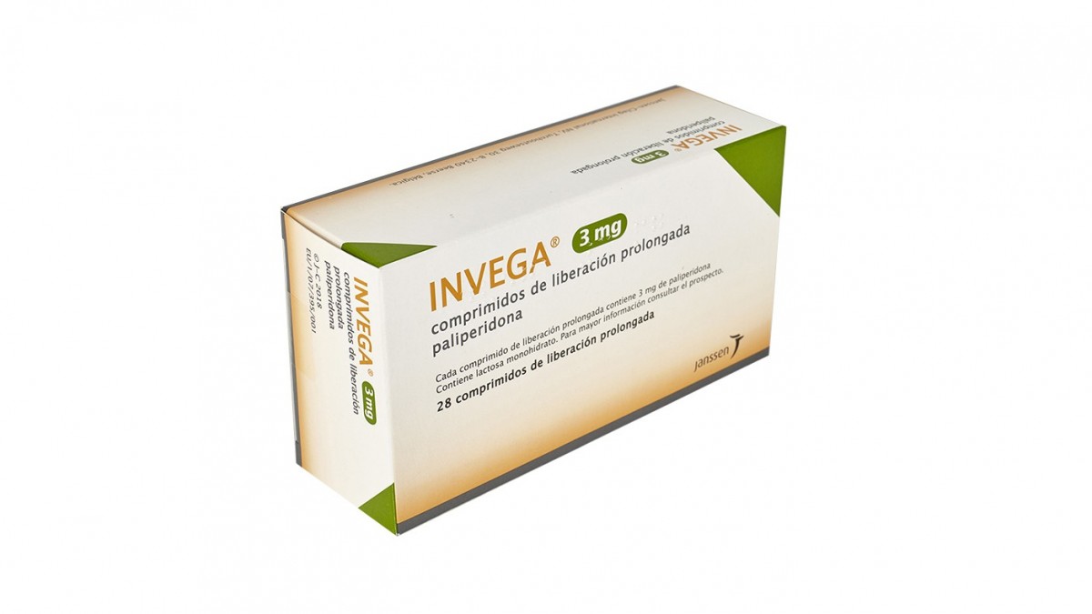 INVEGA 3 mg COMPRIMIDOS DE LIBERACION PROLONGADA, 28 comprimidos fotografía del envase.