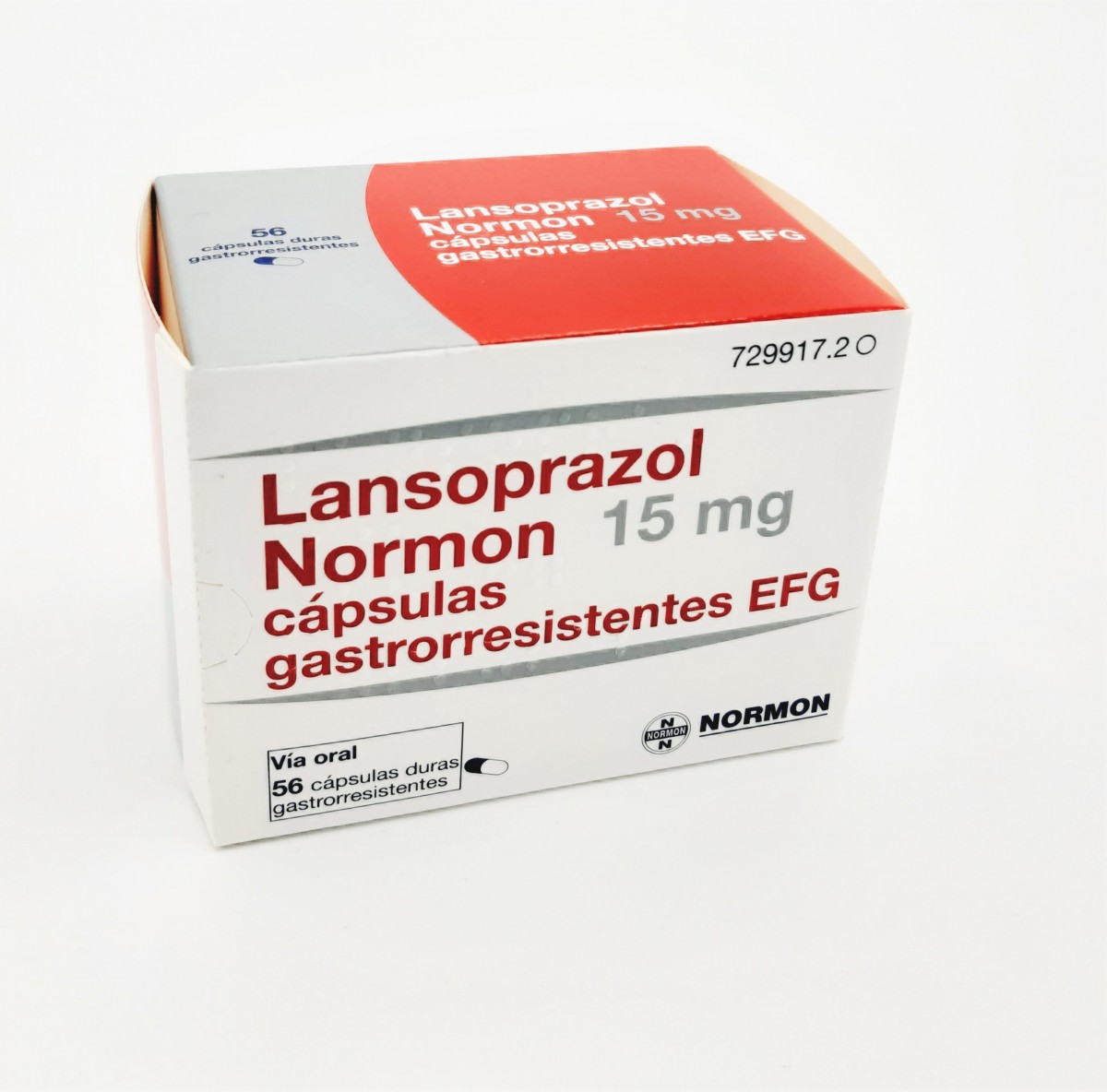 LANSOPRAZOL NORMON 15 mg CAPSULAS GASTRORRESISTENTES EFG, 28 cápsulas fotografía del envase.