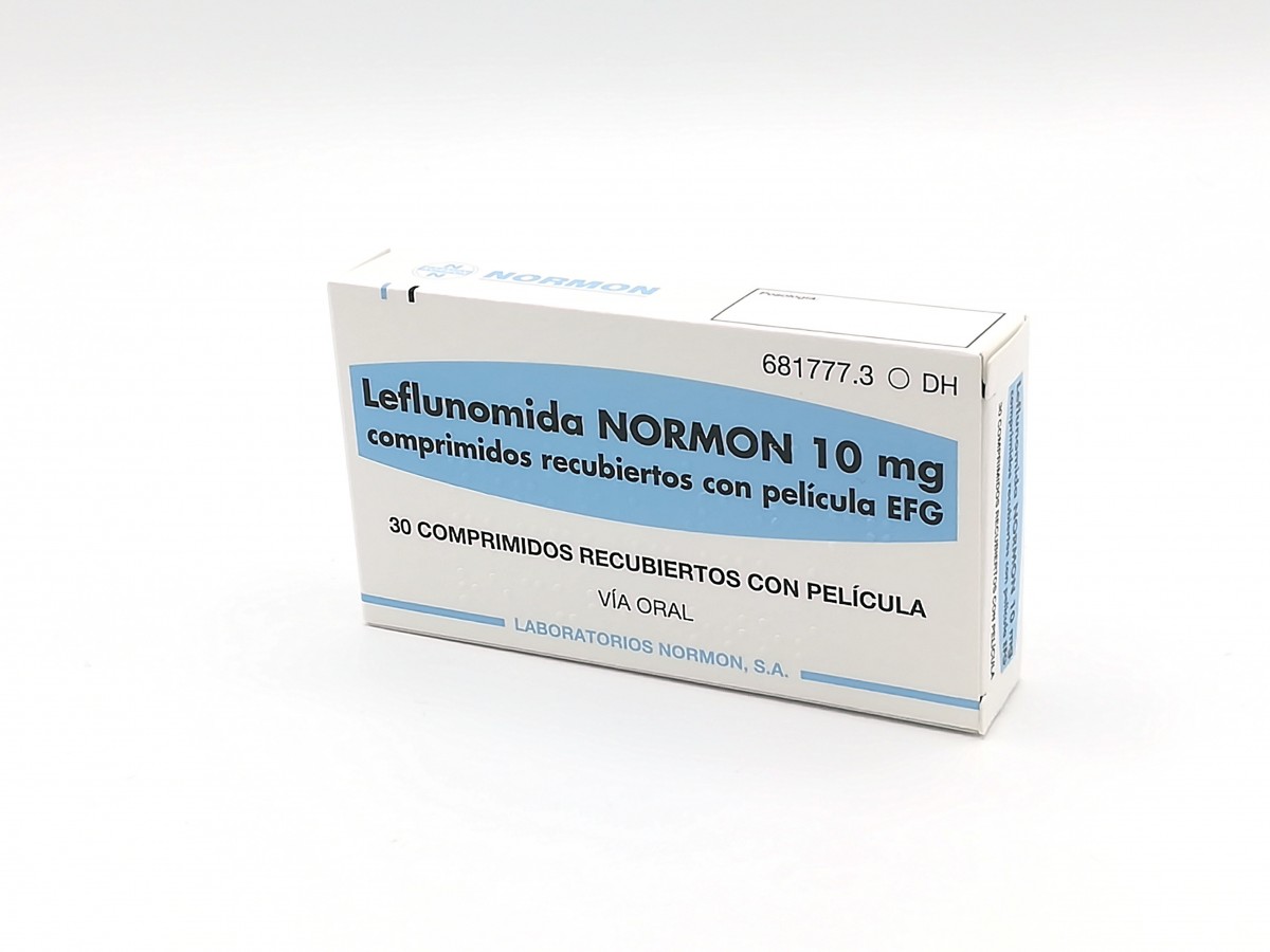 LEFLUNOMIDA NORMON 10 mg COMPRIMIDOS RECUBIERTOS CON PELICULA EFG, 30 comprimidos fotografía del envase.