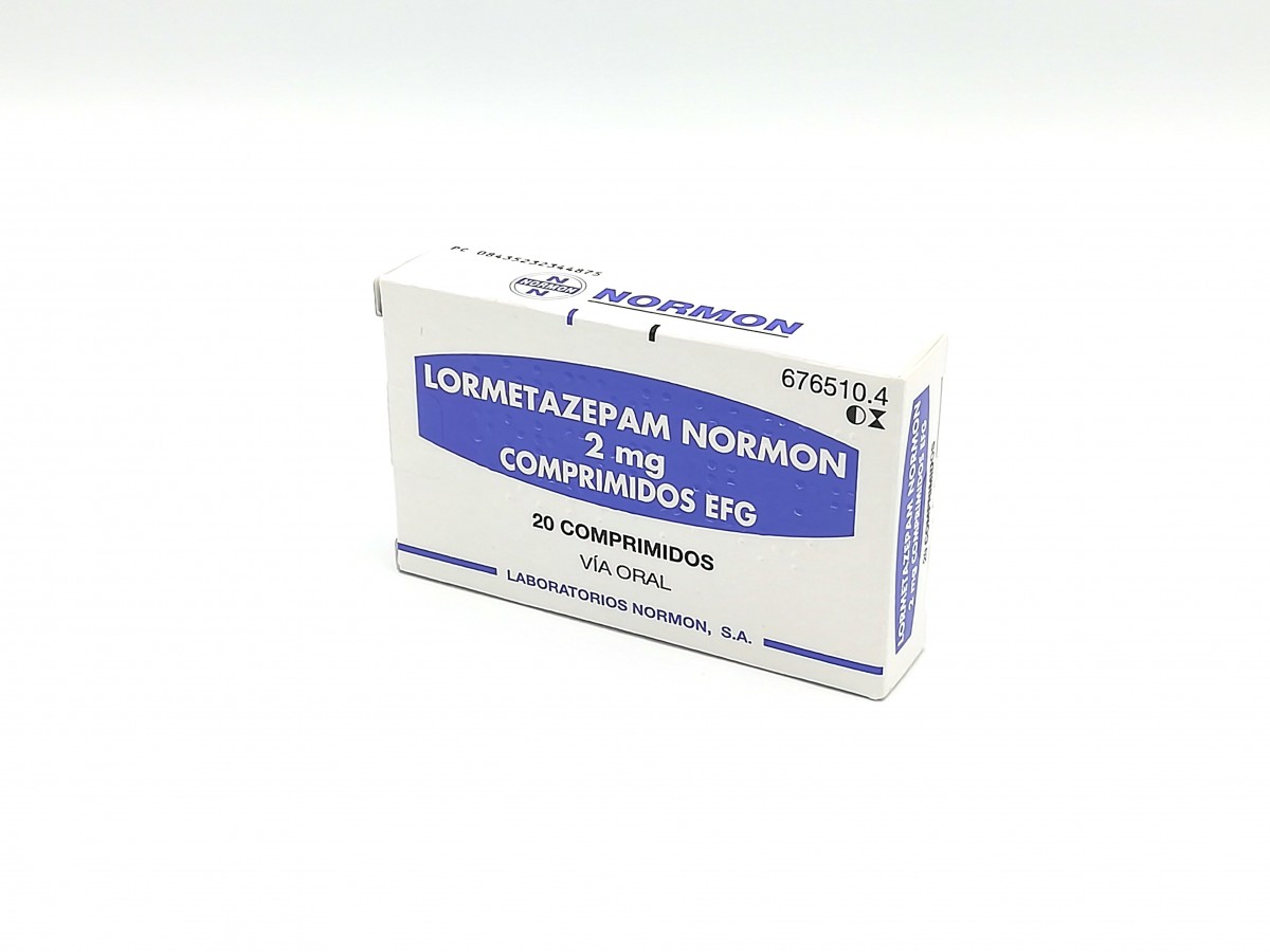 LORMETAZEPAM NORMON 2 mg  COMPRIMIDOS EFG, 20 comprimidos fotografía del envase.