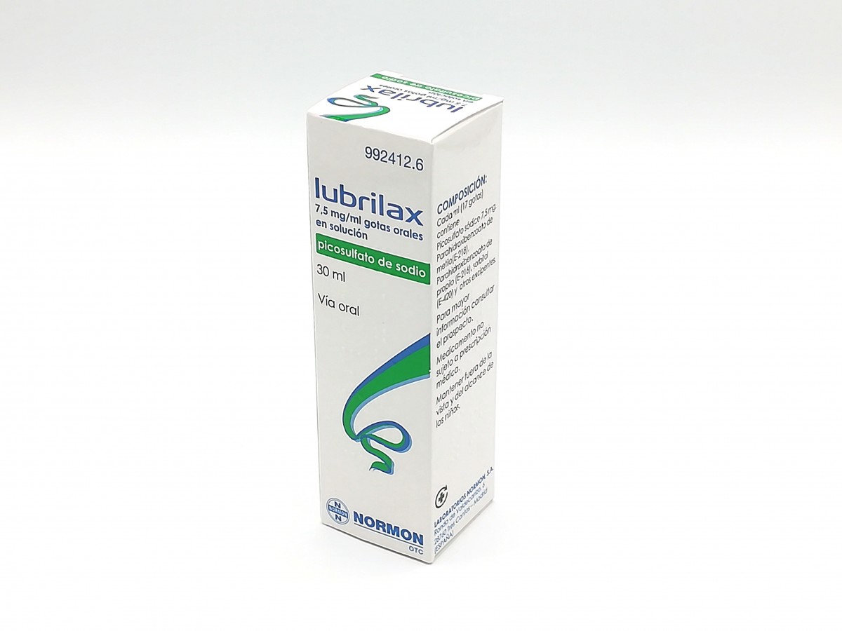 LUBRILAX 7,5 mg/ml GOTAS ORALES EN SOLUCION , 1 frasco de 30 ml fotografía del envase.