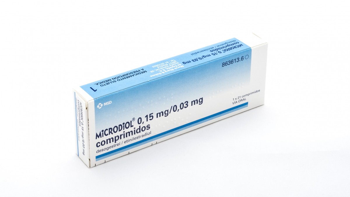 MICRODIOL 0,15mg/0,03 mg COMPRIMIDOS , 21 comprimidos fotografía del envase.