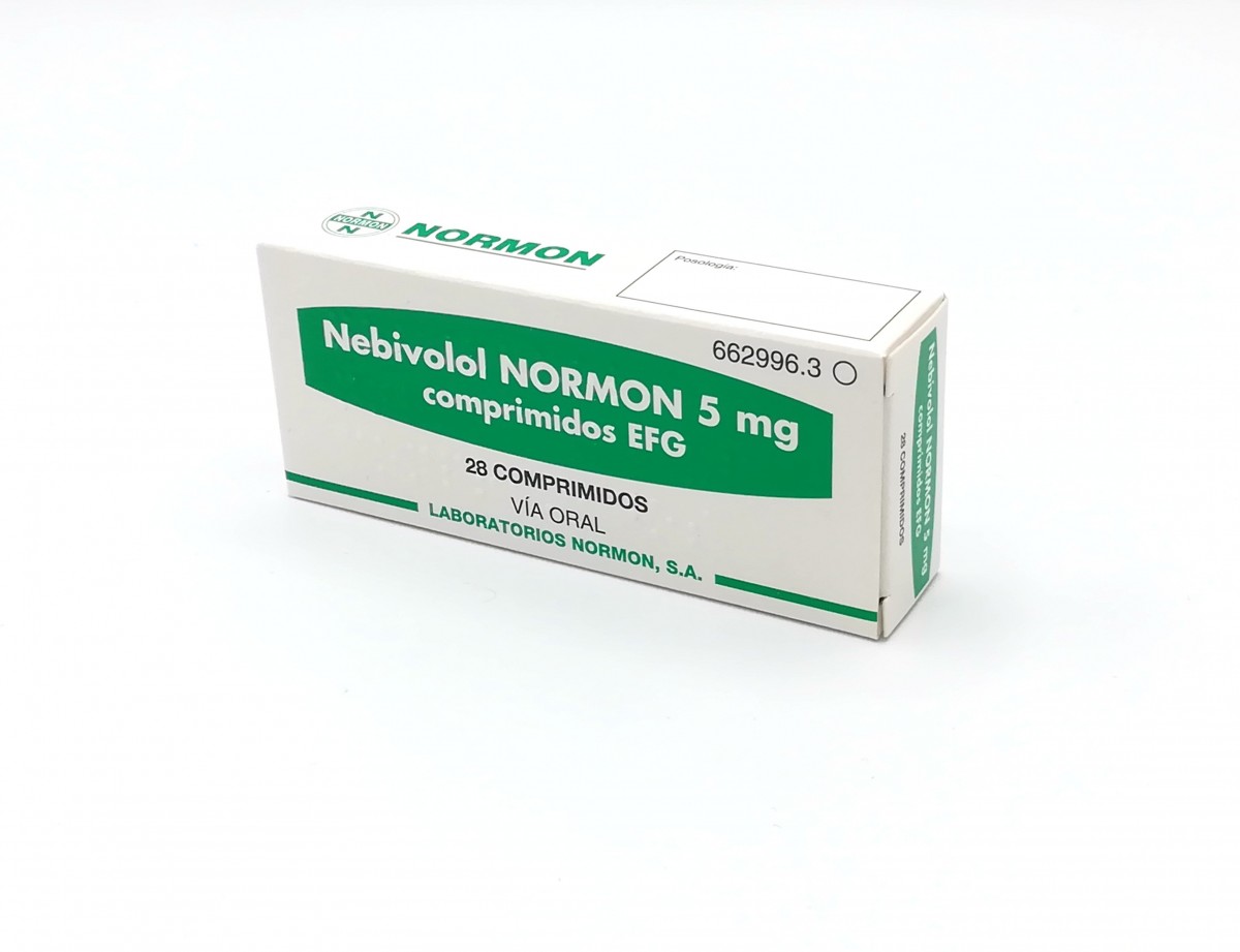 NEBIVOLOL NORMON 5 mg COMPRIMIDOS EFG, 28 comprimidos fotografía del envase.
