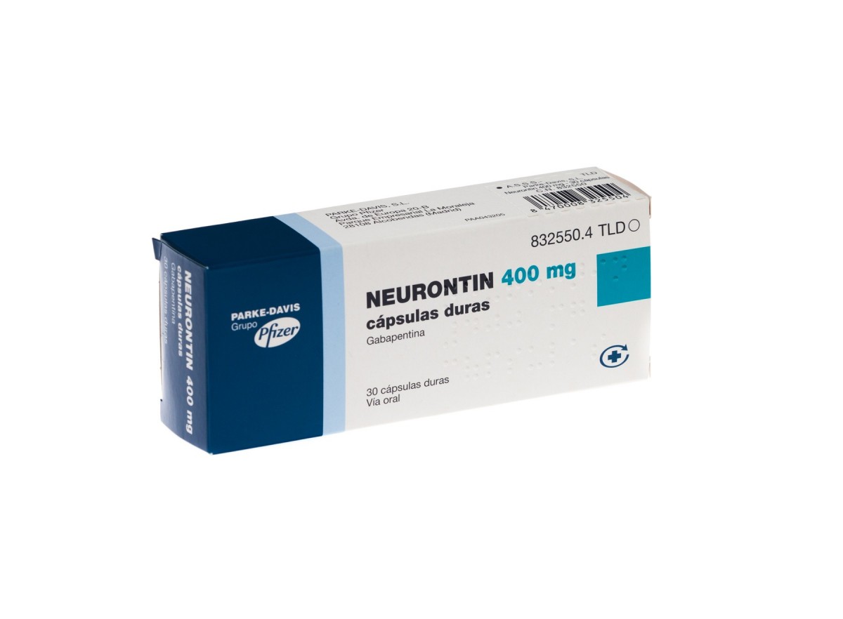 NEURONTIN 400 mg CAPSULAS DURAS , 500 cápsulas fotografía del envase.
