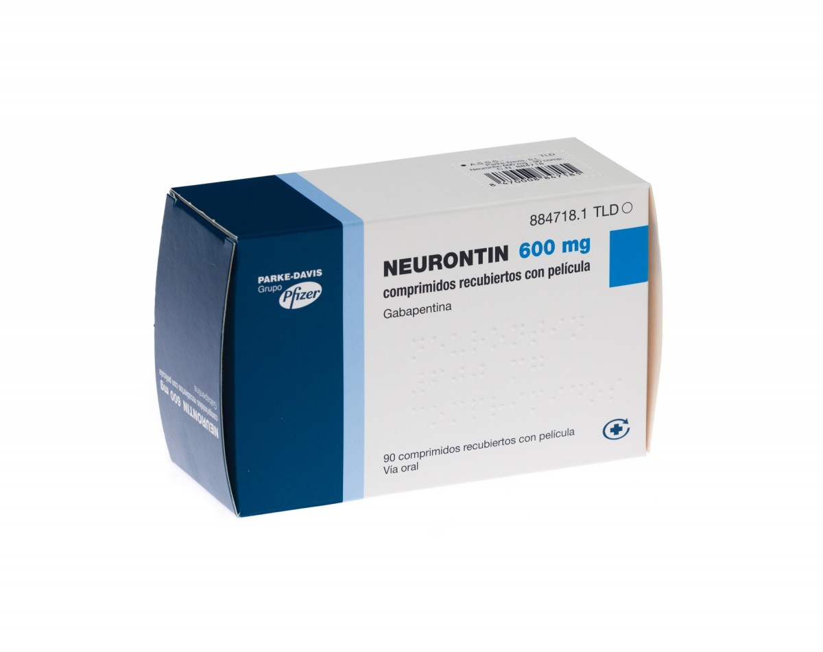 NEURONTIN 600 mg COMPRIMIDOS RECUBIERTOS CON PELICULA , 500 comprimidos fotografía del envase.
