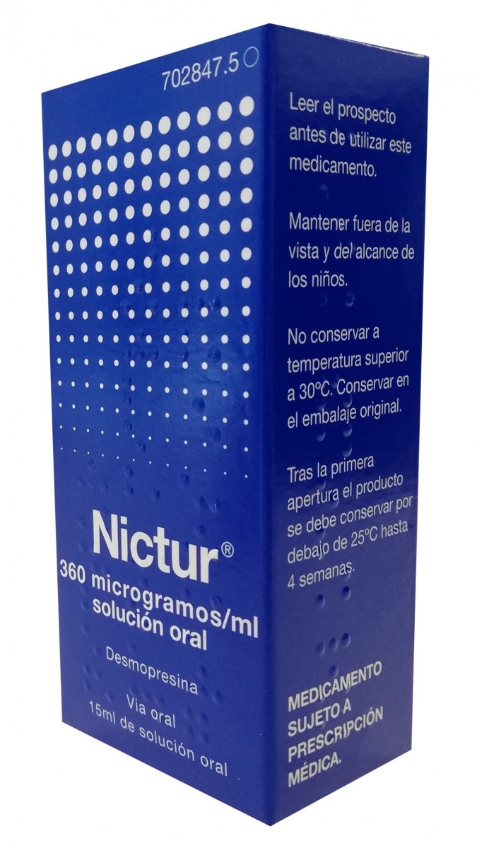 NICTUR 360 MICROGRAMOS/ML SOLUCION ORAL ,  1 frasco con 15 ml fotografía del envase.