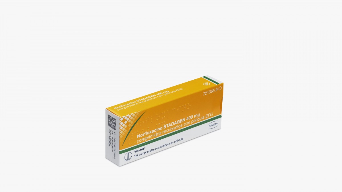 NORFLOXACINO STADA 400 mg COMPRIMIDOS RECUBIERTOS CON PELICULA EFG 14 comprimidos fotografía del envase.