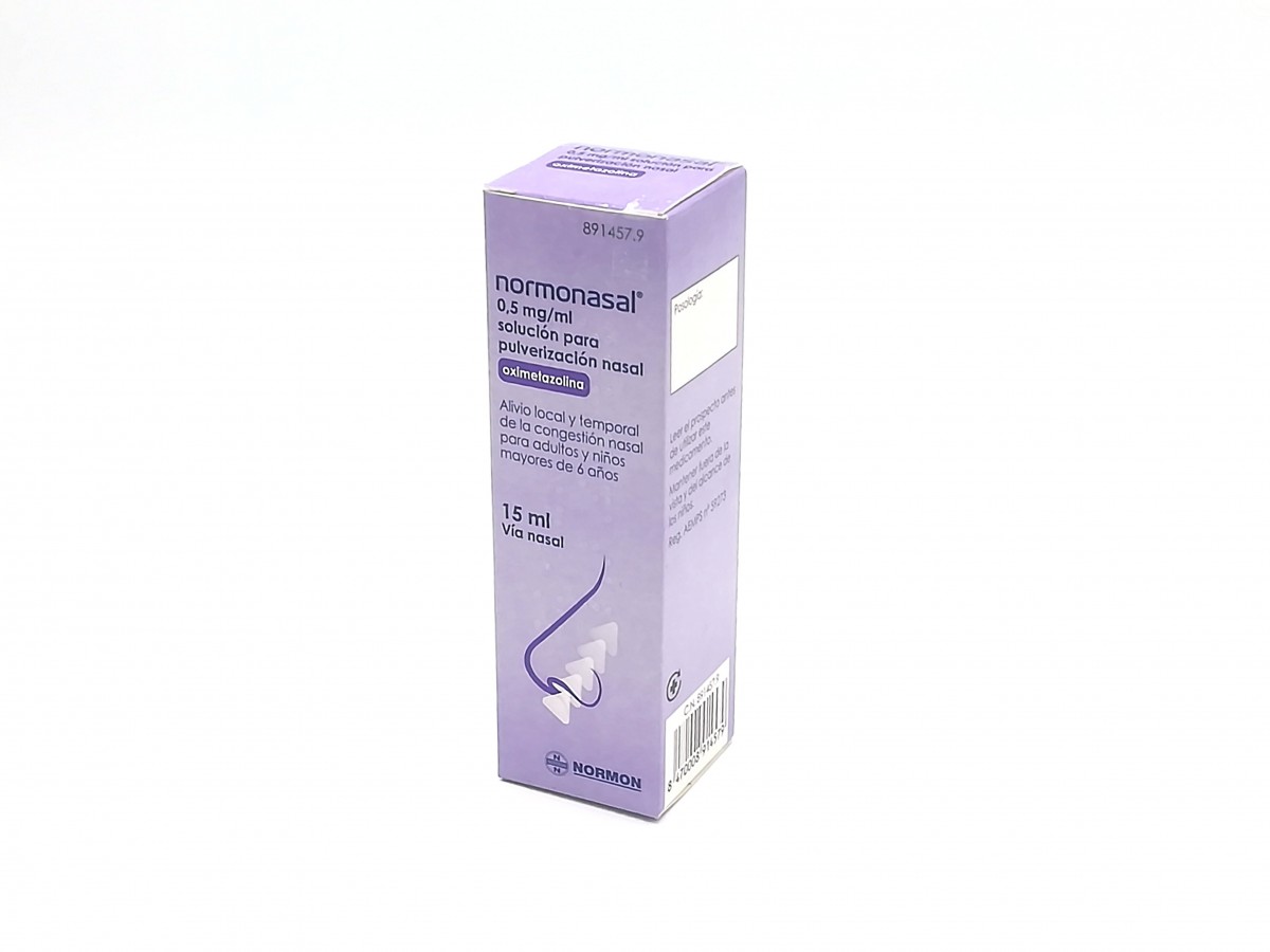 NORMONASAL 0,5 mg/ml SOLUCION PARA PULVERIZACION NASAL , frasco 15 ml fotografía del envase.