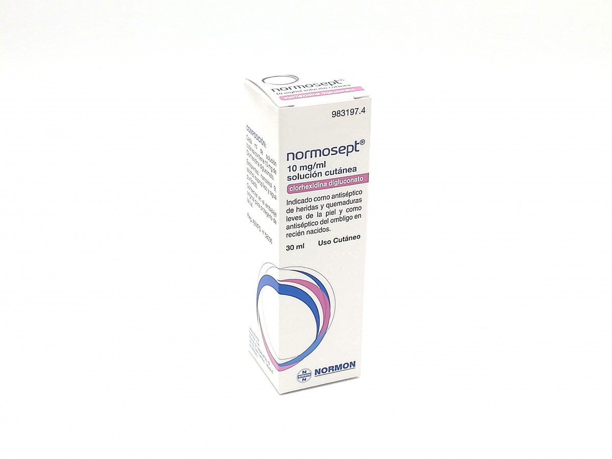 NORMOSEPT 10 mg/ ml SOLUCION CUTANEA , 1 frasco de 30 ml fotografía del envase.