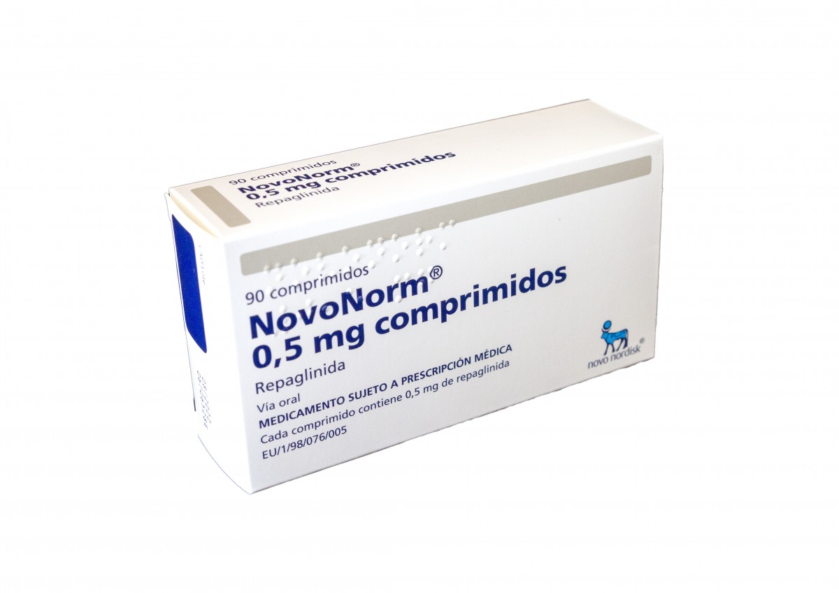 NOVONORM 0,5 mg, COMPRIMIDOS, 90 comprimidos fotografía del envase.