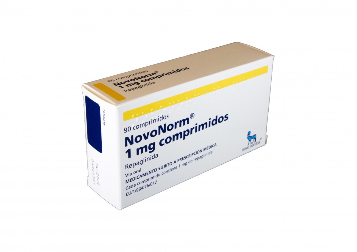 NOVONORM 1 mg, COMPRIMIDOS, 90 comprimidos fotografía del envase.