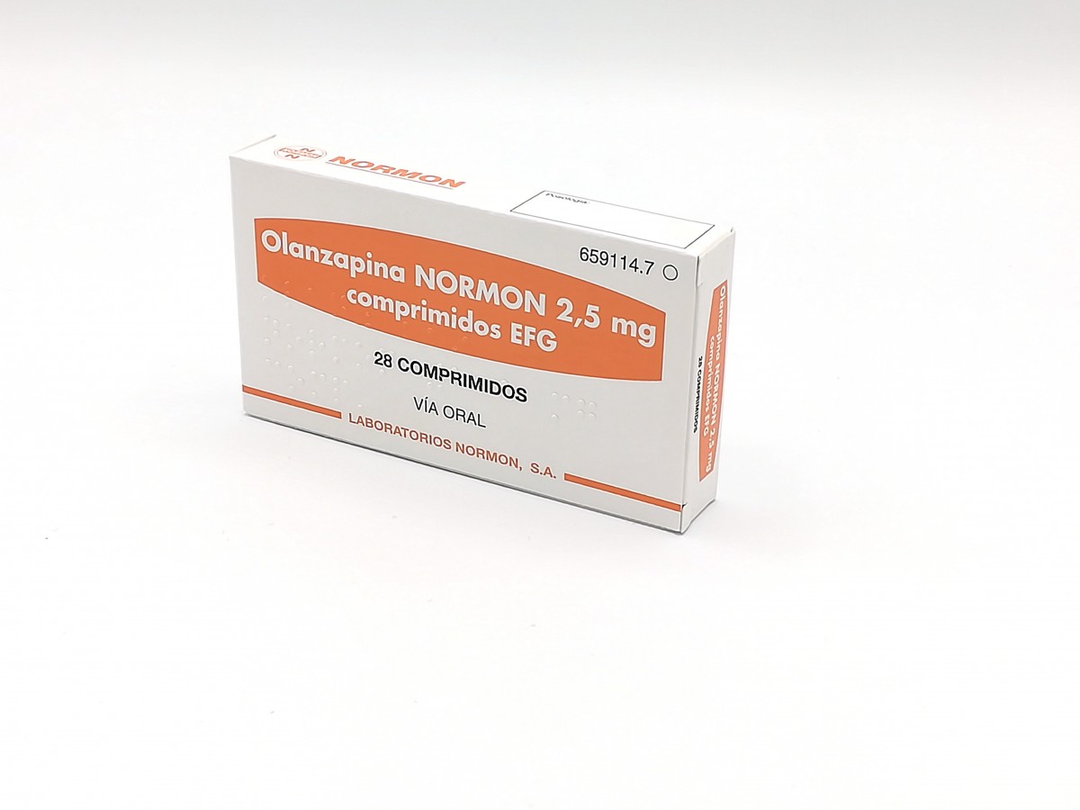 OLANZAPINA NORMON 2,5 mg COMPRIMIDOS EFG , 28 comprimidos fotografía del envase.