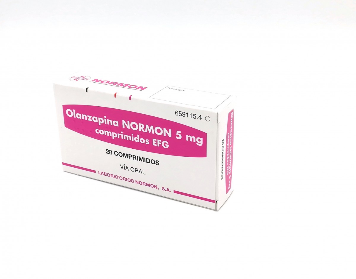 OLANZAPINA NORMON 5 mg COMPRIMIDOS EFG , 28 comprimidos fotografía del envase.