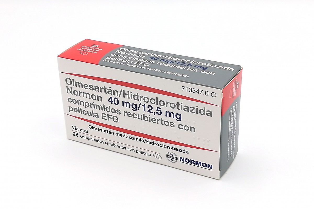 OLMESARTAN/HIDROCLOROTIAZIDA NORMON 40 MG/12,5 MG COMPRIMIDOS RECUBIERTOS CON PELICULA EFG, 28 comprimidos fotografía del envase.