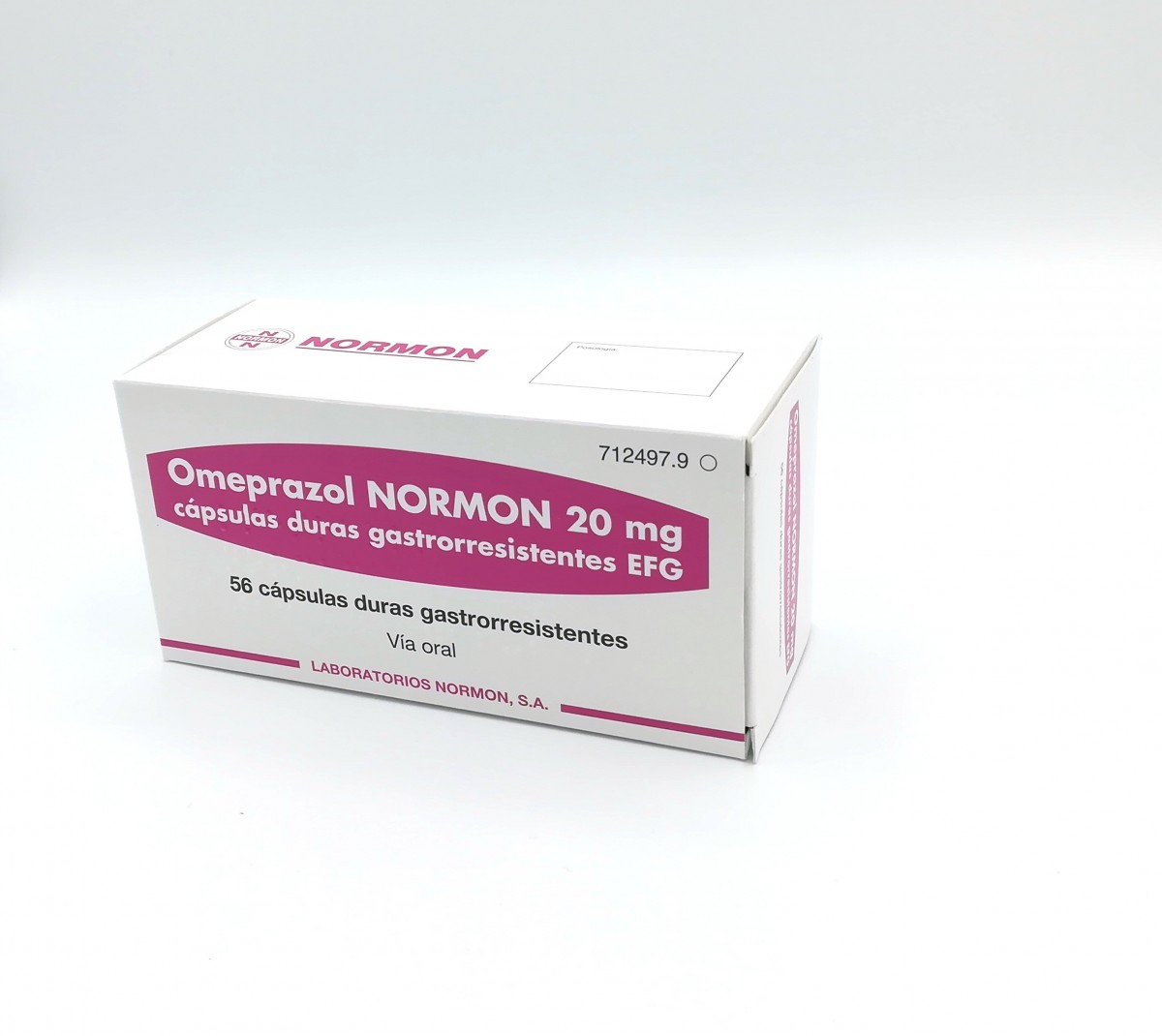 OMEPRAZOL NORMON 20 mg CAPSULAS DURAS GASTRORRESISTENTES EFG , 500 cápsulas fotografía del envase.