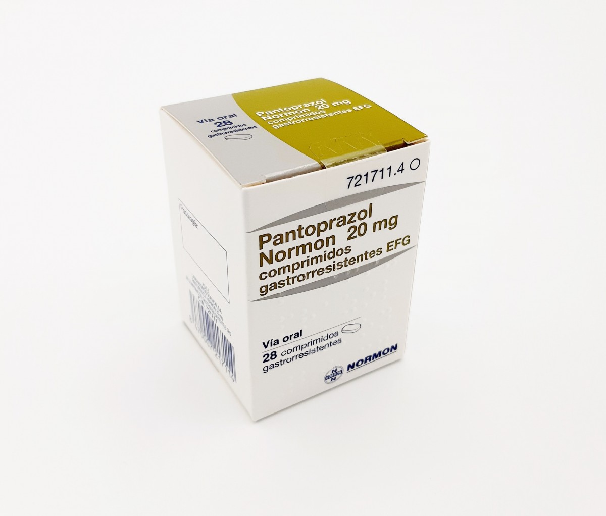 PANTOPRAZOL NORMON 20 mg COMPRIMIDOS GASTRORRESISTENTES EFG, 28 comprimidos (Blister) fotografía del envase.