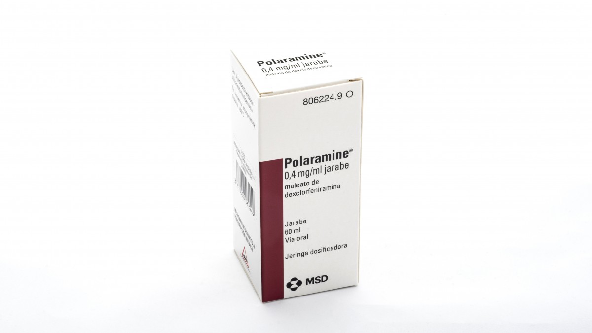 POLARAMINE 0,4 mg/ml JARABE , 1 frasco de 60 ml fotografía del envase.