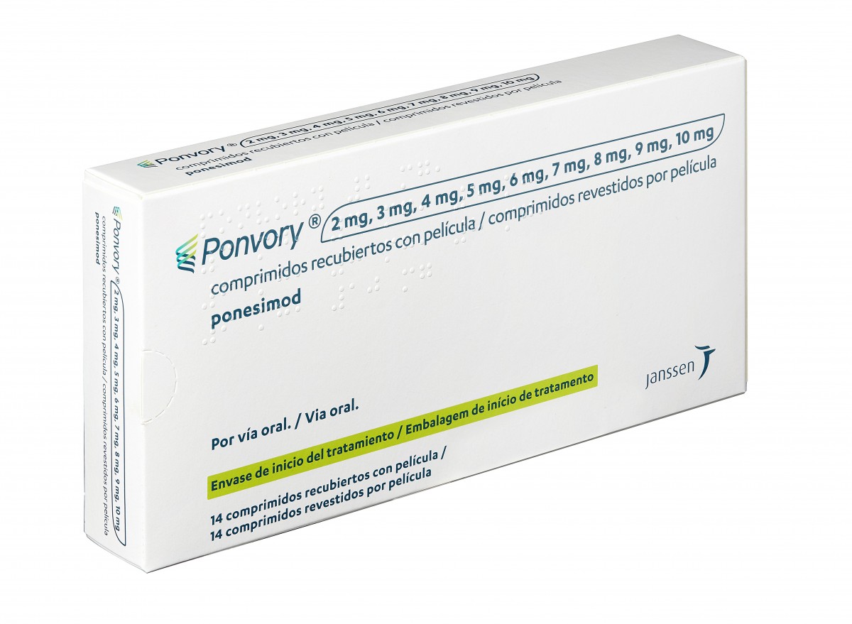 PONVORY 2, 3, 4, 5, 6, 7, 8, 9 y 10 mg COMPRIMIDOS RECUBIERTOS CON PELICULA, 14 comprimidos fotografía del envase.