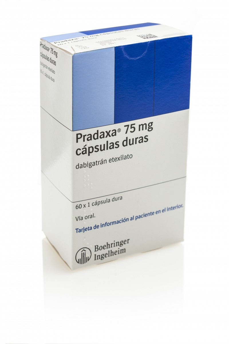 PRADAXA 75 mg CAPSULAS DURAS, 60 cápsulas fotografía del envase.
