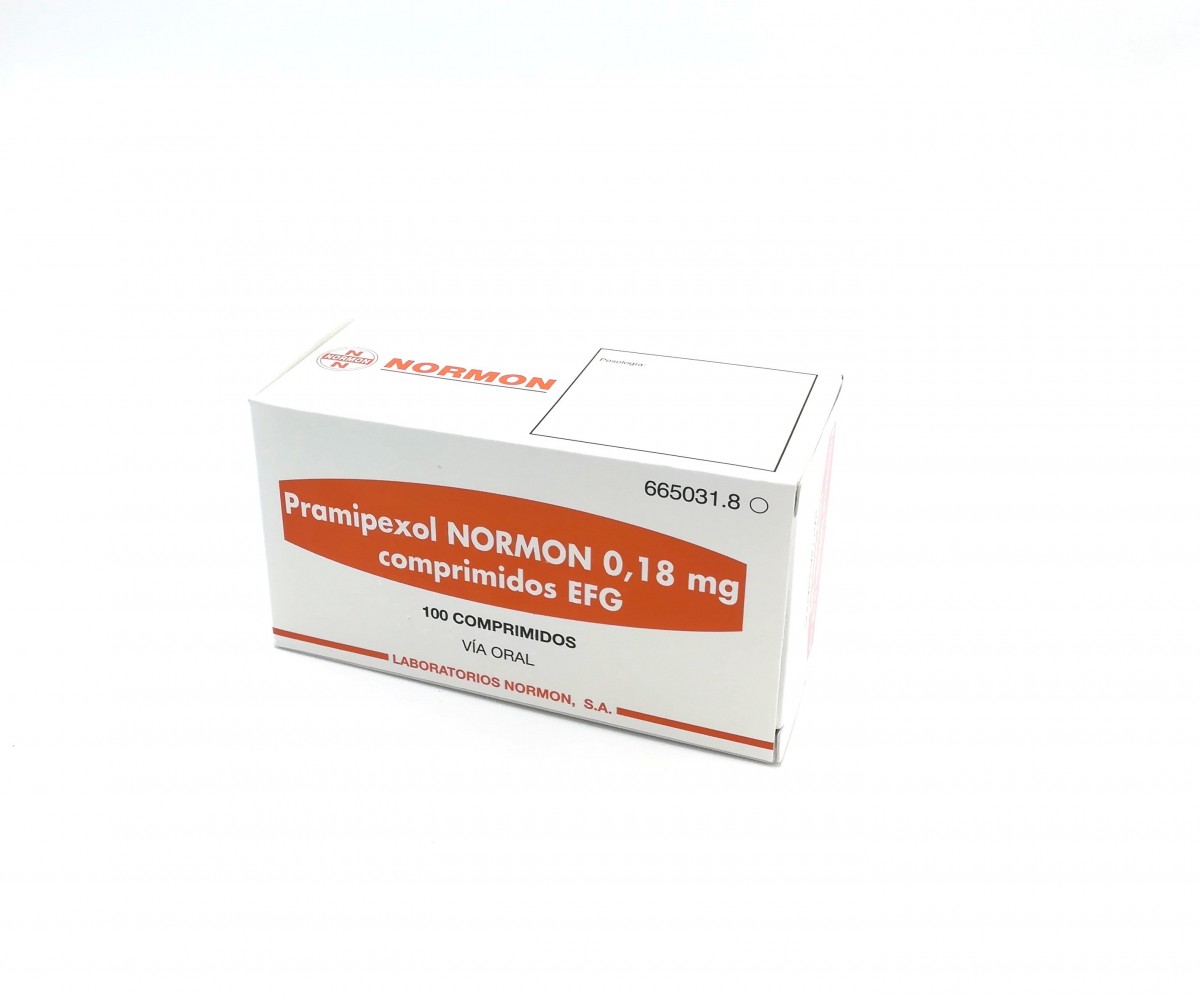 PRAMIPEXOL NORMON 0,18 mg COMPRIMIDOS EFG, 100 comprimidos fotografía del envase.