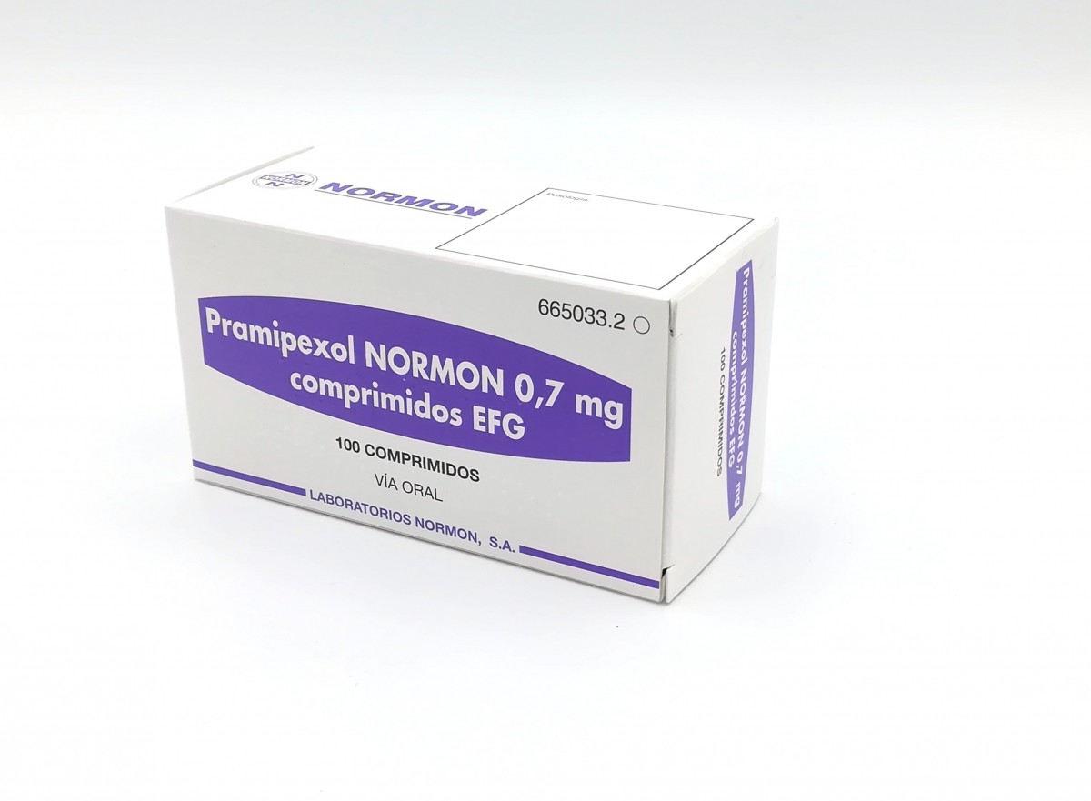 PRAMIPEXOL NORMON 0,7 mg COMPRIMIDOS EFG, 100 comprimidos fotografía del envase.