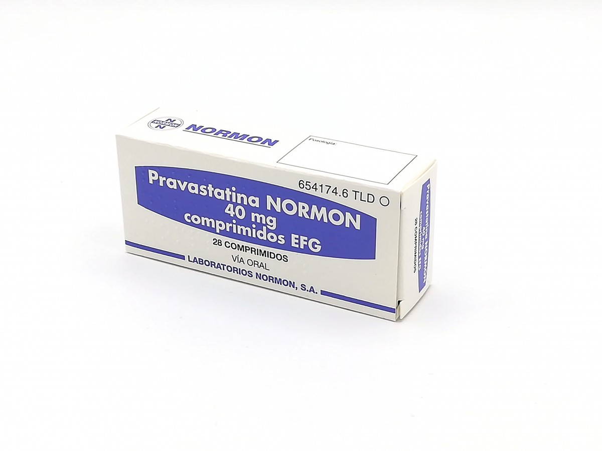 PRAVASTATINA NORMON 40 mg COMPRIMIDOS EFG, 28 comprimidos fotografía del envase.