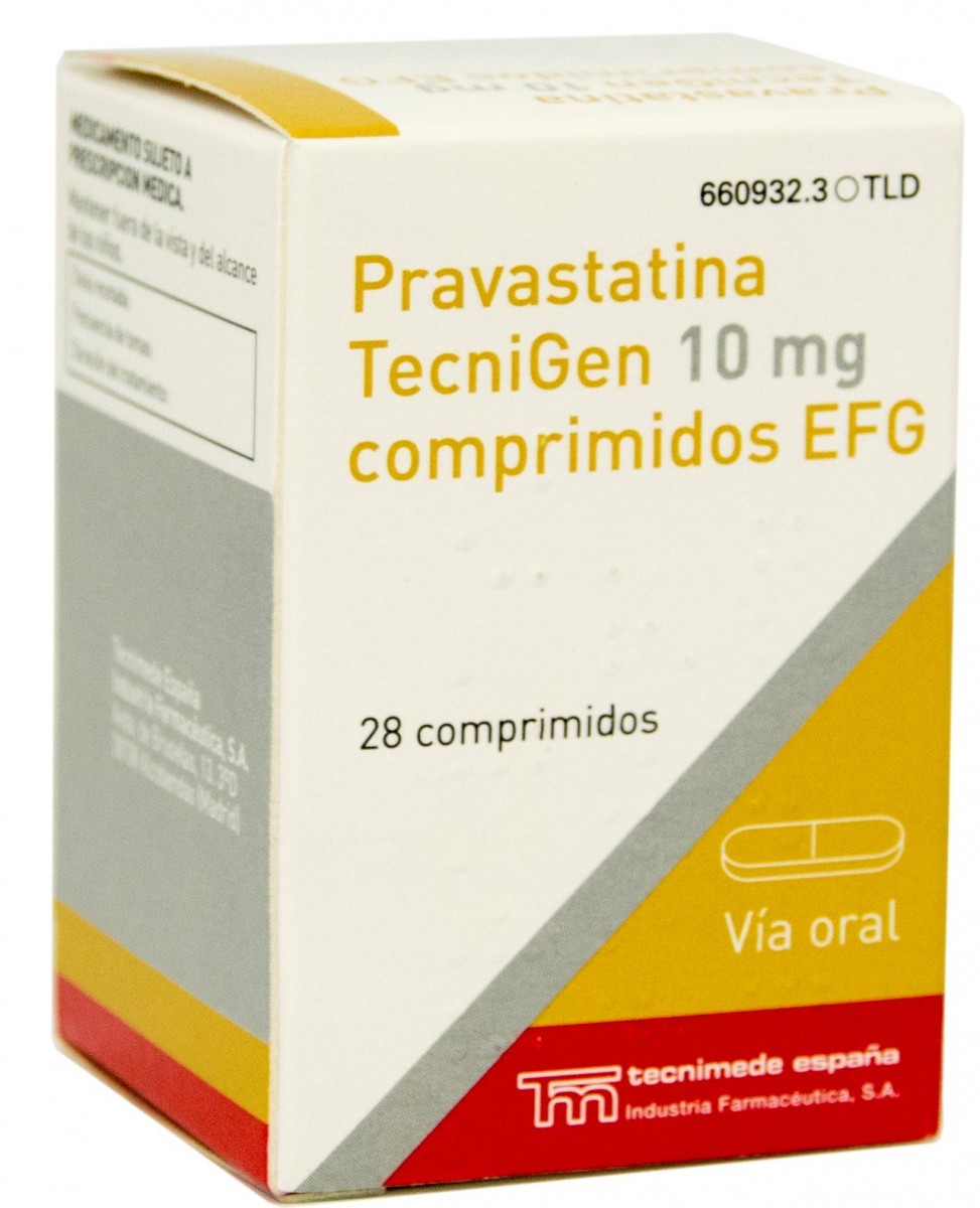 PRAVASTATINA TECNIGEN 10 mg COMPRIMIDOS EFG , 28 comprimidos fotografía del envase.