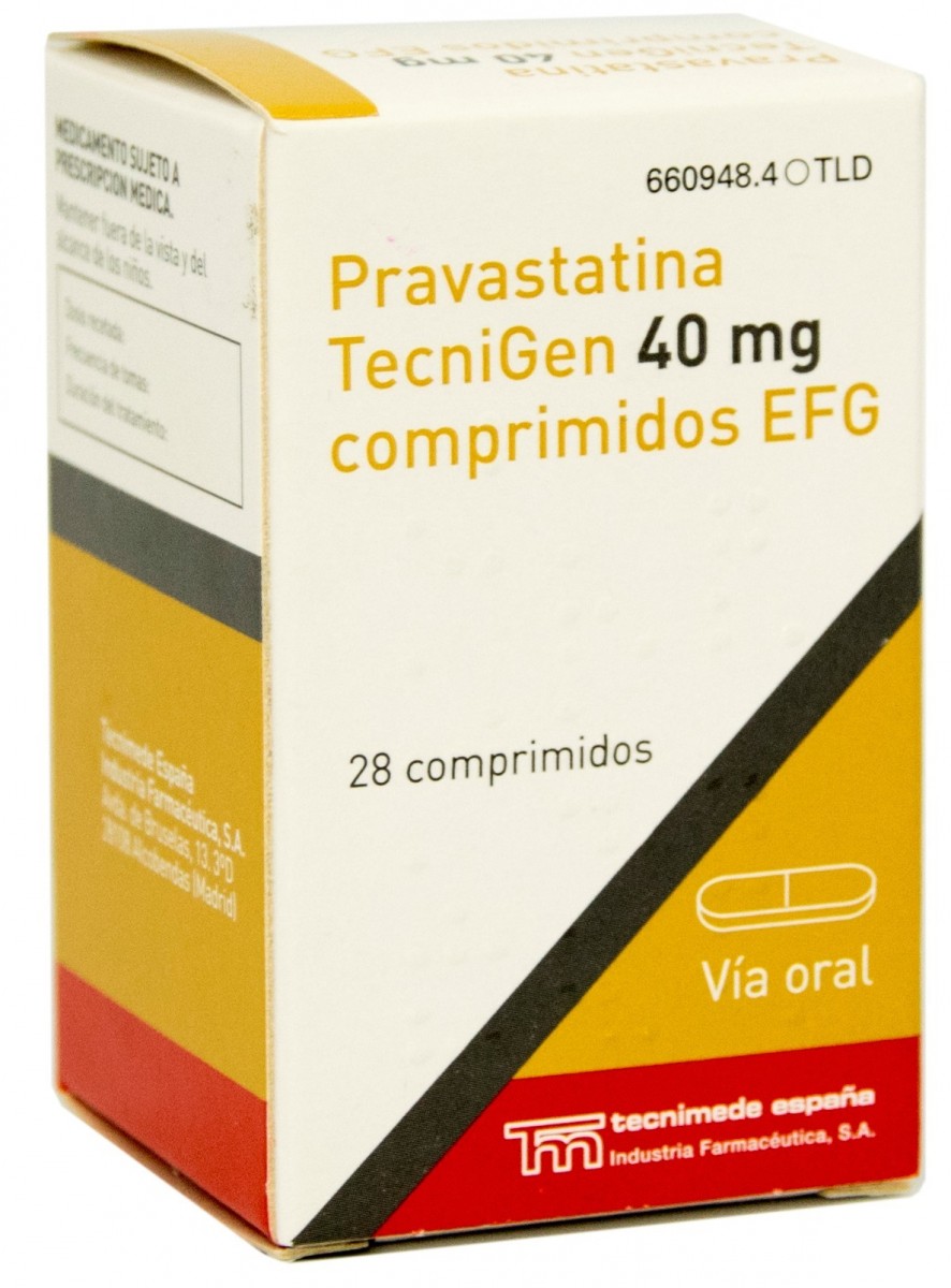 PRAVASTATINA TECNIGEN 40 mg COMPRIMIDOS EFG , 28 comprimidos fotografía del envase.