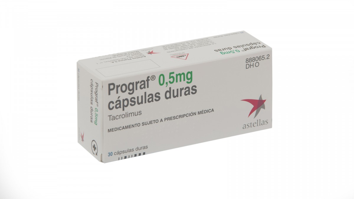 PROGRAF  0,5 mg CAPSULAS DURAS , 30 cápsulas fotografía del envase.