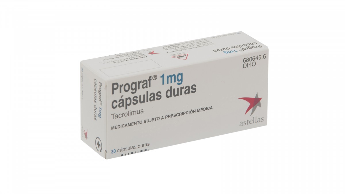 PROGRAF 1 mg CAPSULAS DURAS , 60 cápsulas fotografía del envase.